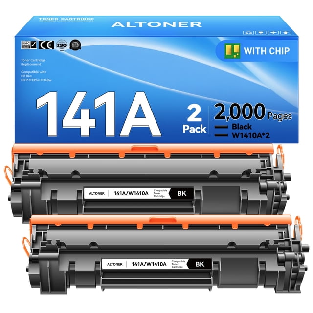 Cartucho de tóner ALTONER 141A, paquete de 2 unidades, negro, para HP Laserjet