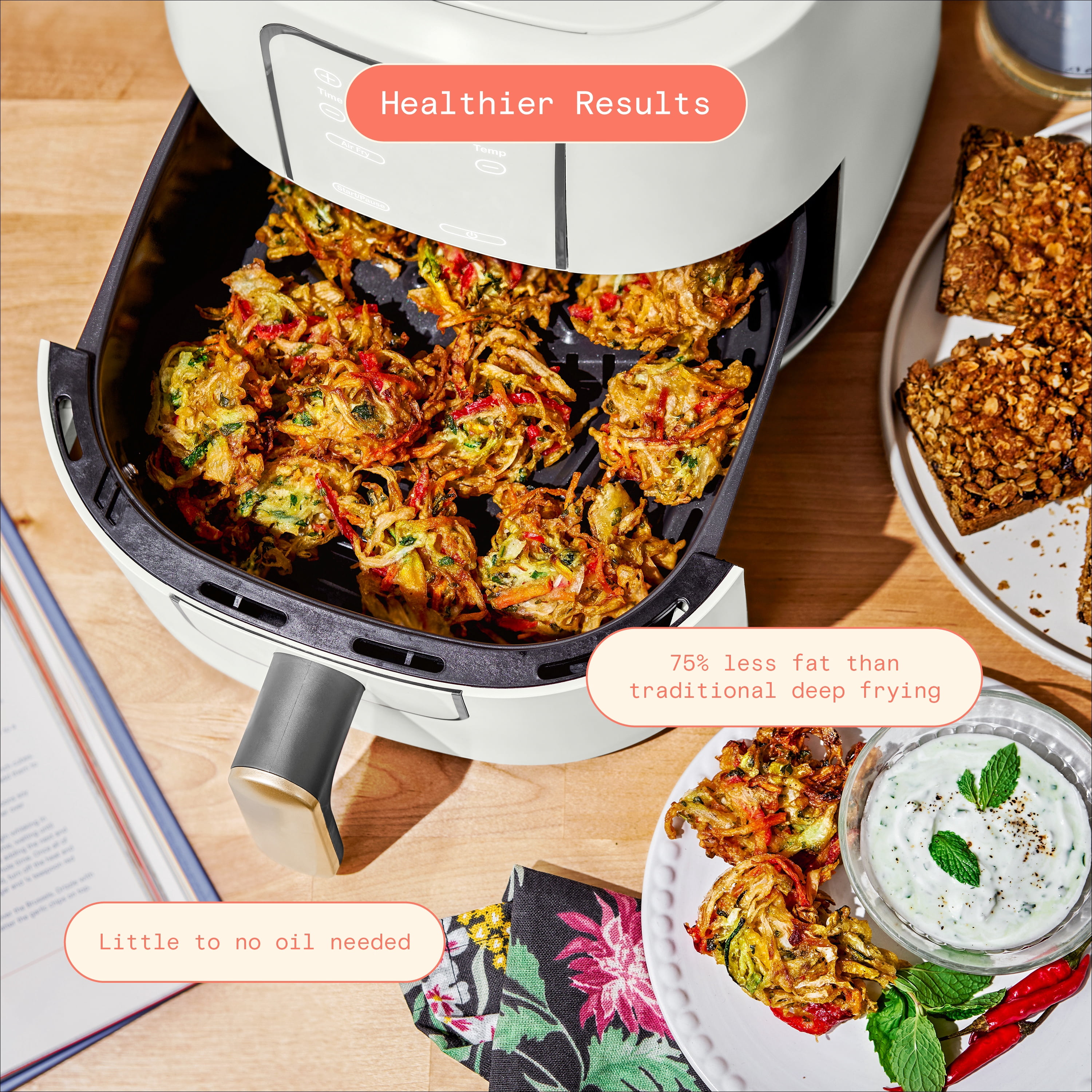Beautiful 6qt Air Fryer with TurboCrisp Technology, EverGood Ceramic Nonstick Coating, White Icing