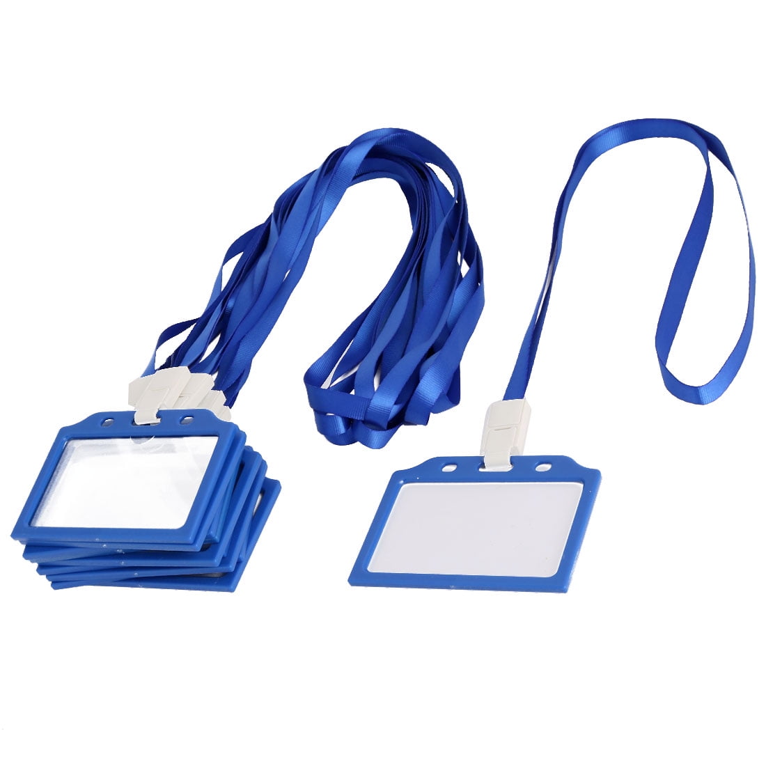 Office Plastic Horizontal Name Tag Badge ID Card Holder Blue Clear 10