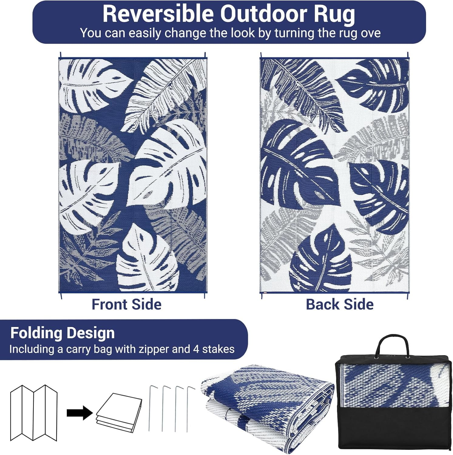 5*8ft/6*9ft/9*12ft/8*10ft/9*18ft/10*14ft/10*20ft Plastic Straw Rug Outdoor Rug Modern Leaves Area Rug Waterproof Patio Rug Outdoor Camping Rug for RV Porch Deck Camper Balcony Backyard