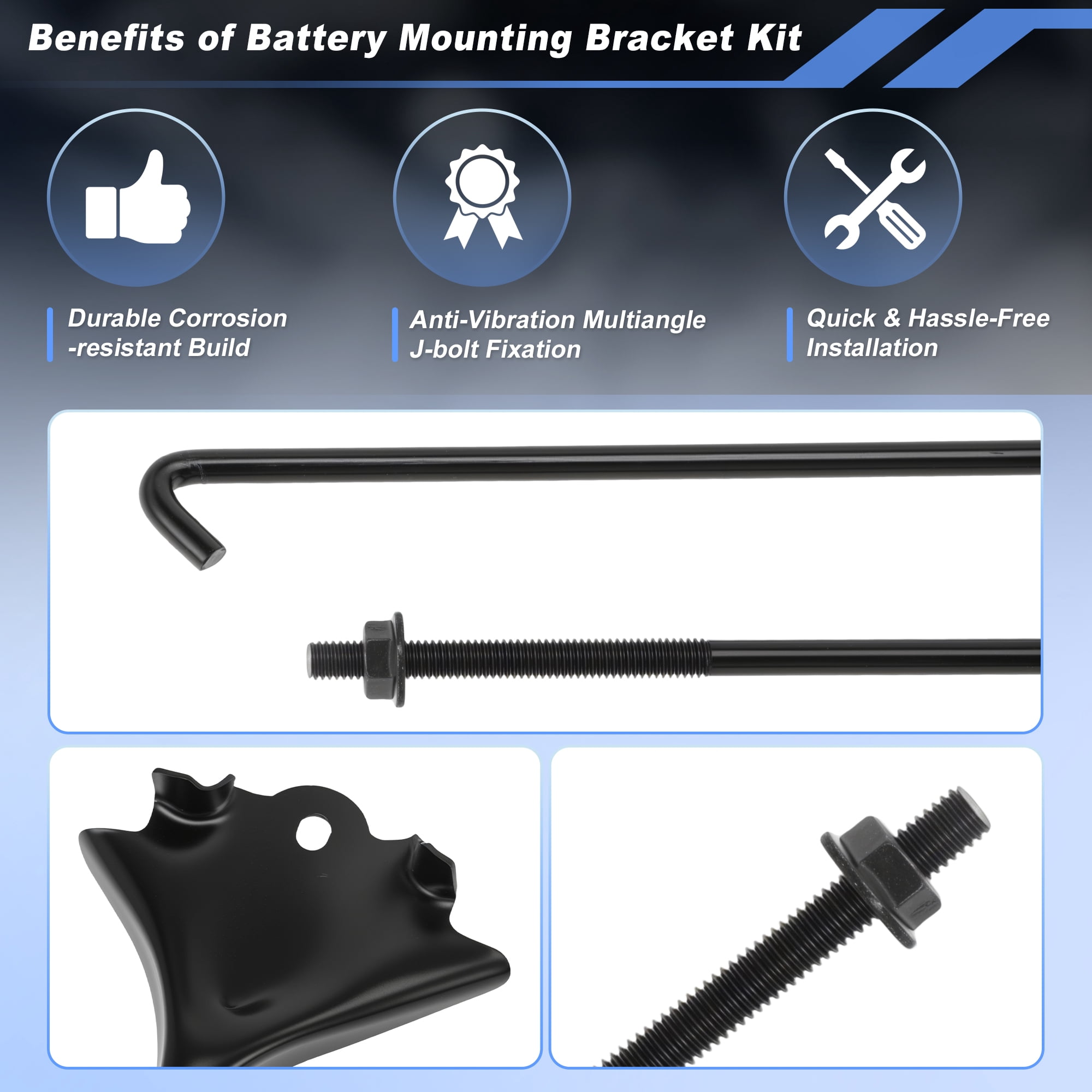 Unique Bargains Car Battery Hold Down Bracket with J Bolt for Mazda3 CX-3 CX-5 CX-9