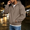 thumbnail image 6 of Eygvbb Men's Quarter Zip Hoodie Long Sleeve Pullover Sweatshirt With Zipper Pockets Drawstring Hood Loose Fit Versatile Trendy Casual Top, 6 of 8