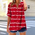 thumbnail image 5 of Gamivast Womens Tops Summer Stripe Shirt Casual Short Sleeve Button Blouses Trendy Elegant V Neck Short RedM Refunds on My Account from an Online Order, 5 of 5