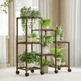 thumbnail image 5 of Bamworld Plant Stand with Wheels for Indoor Plants Wood Outdoor Tiered Plant Shelf 3 Tire 7 Potted Ladder Plant Holder Table Plant Pot Stand for Window Garden Balcony Patio Living Room (natureDL), 5 of 7
