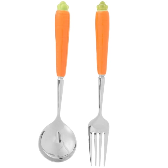 CIMAXIC Pâques 2 Pcs Coutellerie pour Enfants à Thème de Pâques Adorable Dessin Animé Carotte Fourchette Cuillère Couverts Ustensiles,7.48"X0.98"X0.59 Pouces