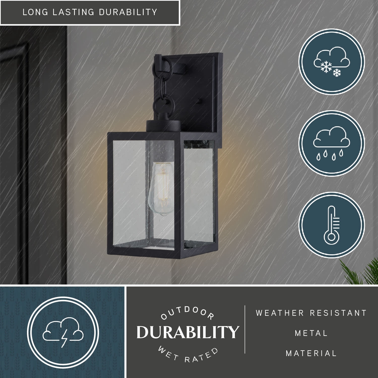 Berkley Metal 1 Light Textured Black Transitional Outdoor Wall Lantern Clear Glass
