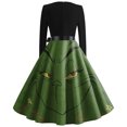 thumbnail image 3 of Chandail de Noël Abordable Corashan Chandail de Noël Laid Robe Évasée à Imprimé de Noël pour Femmes Robe à Manches Longues Robes de Fête Décontractées Vert, 2TG, 3 of 3