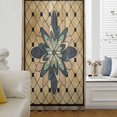 thumbnail image 5 of Vintage Geometric Sheer Curtains 54 Inches Long, Green Brown Abstract Plaid Checkered Light Filering Curtains, Breathable Simi Curtain Privacy Drapes for Kitchen Bathroom Small Window Treatment, 5 of 9