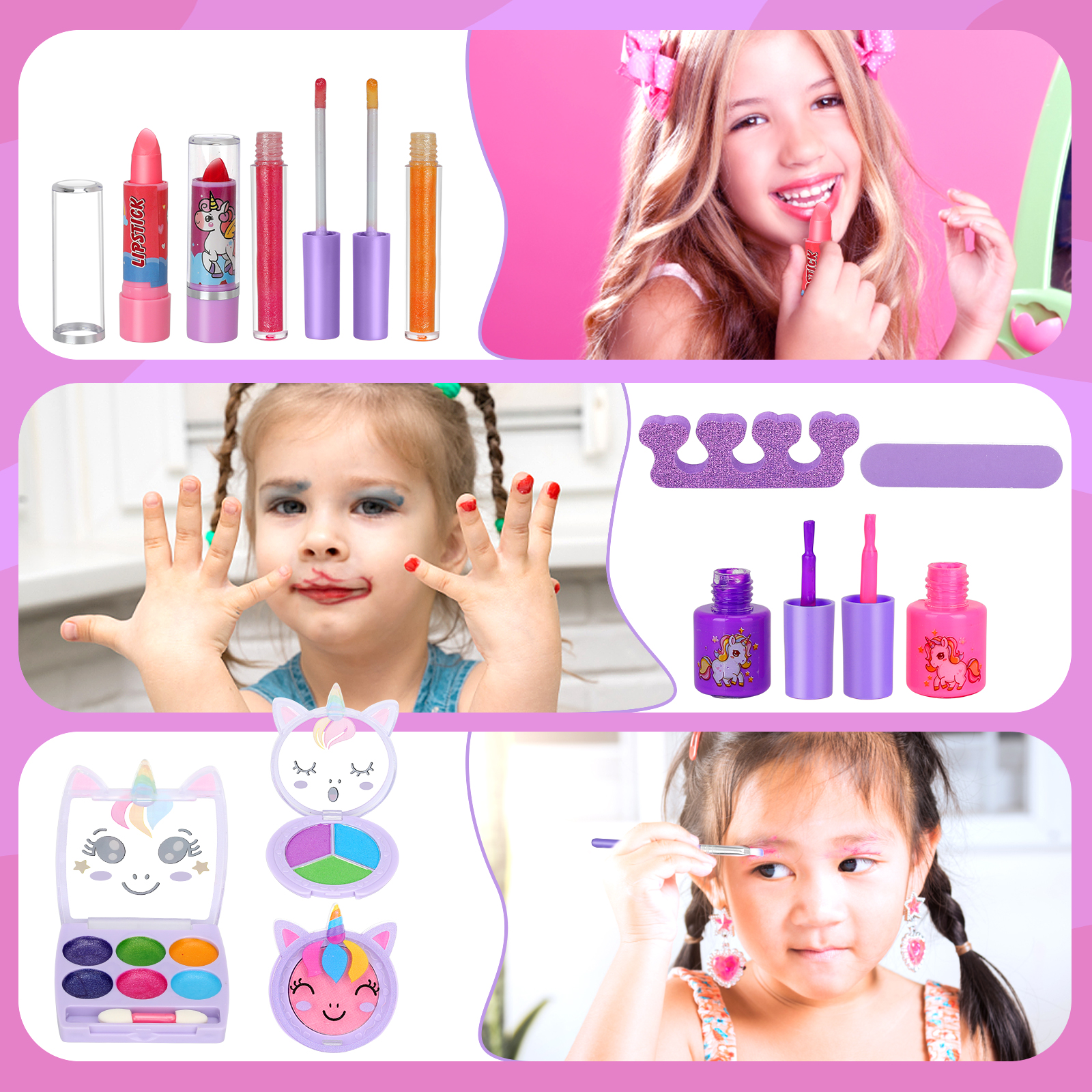 Sendida Kids Washable Makeup Set with Unicorn Case photo 2