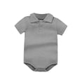 thumbnail image 2 of Abtuhar Summer Rompers Boys And Girls Solid Short Sleeve Collared Brief Length Breathable Crotch Snap Jumpsuit Outfit for 0‑24 Months, 2 of 4