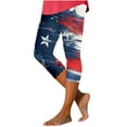 thumbnail image 3 of Ropa de Verano Para Mujer! QATAINLAV Capri Leggings for Women 4th of July American Flag Patriotic Cropped Pants Vacation Casual Soft Workout Yoga Legging Capris Blue XL, 3 of 6