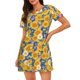 thumbnail image 1 of Easygdp Vintage White Yellow Sunflower Camisón de manga corta para mujer, informal, estampado, 1 of 6