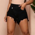 thumbnail image 5 of adaychics High Waisted Jean Shorts Crossover Summer Denim Shorts Fashion Frayed Hems Jorts for Everyday Wear, 5 of 7