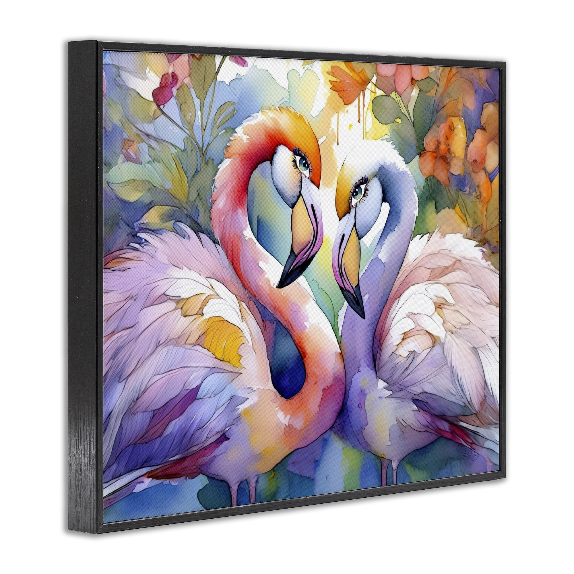 Stupell Industries Flamingo Love Pair Black Framed Giclee Art, design by Shelly Craig
