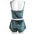thumbnail image 5 of Dewadbow Women 2pcs Velvet Sleepwear Spaghetti Strap Velvet Shorts Pajama Set Ladies Sleepwear female Pajama Party Set, 5 of 6