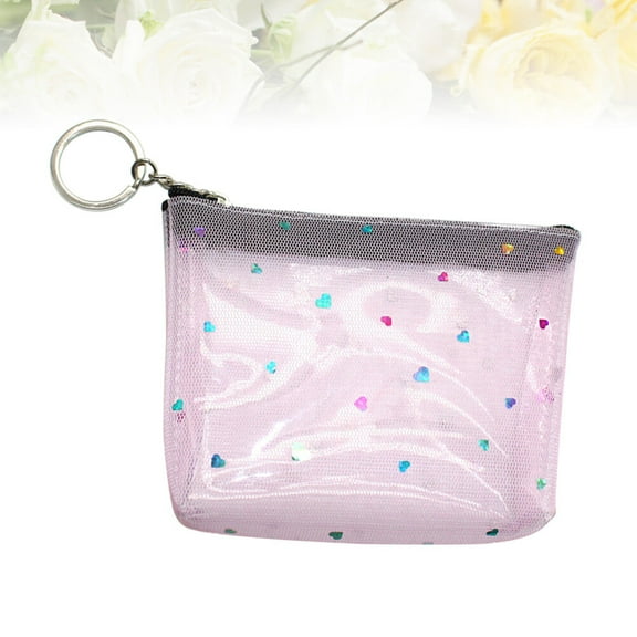 WHAMVOX PVC Heart Pattern Coin Purse with Zipper for Quick Access ID Wallet Small Gift Multi inch x