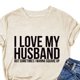 thumbnail image 3 of Mujeres alfabeto camisa moda amo mi marido letra impresión suelta mujeres cuello redondo manga corta Camiseta top, 3 of 5