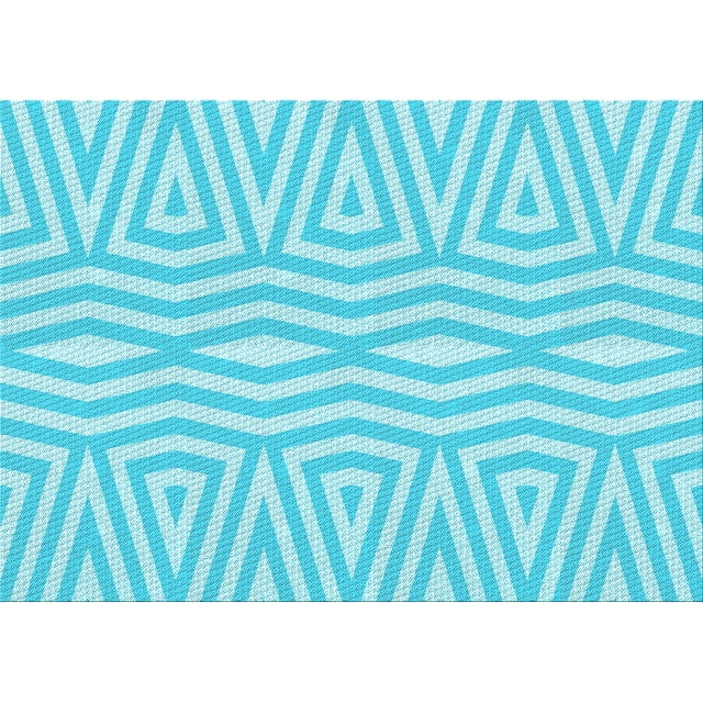 Ahgly Company Machine Washable Indoor Rectangle Transitional Blue Diamond Blue Area Rugs, 8' x 12'
