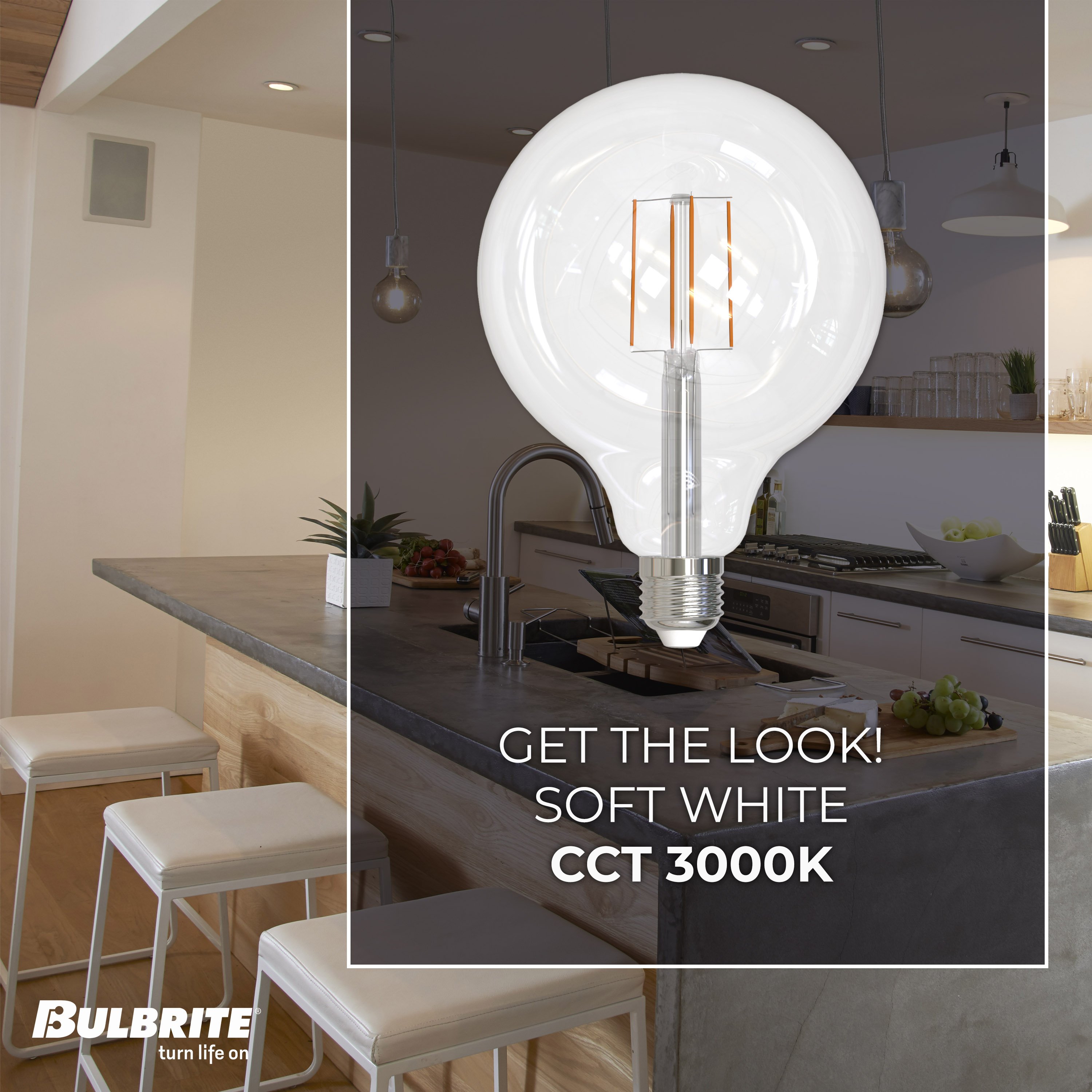 Bulbrite Pack of (2) 8.5 Watt Dimmable Clear Filament G40 Medium (E26) LED Light Bulb - 800 Lumens, 3000K