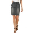 thumbnail image 6 of INSPIRE CHIC Women's Denim Skirts Distressed High Waist Ripped Hem Washed Jean Skirts with Pockets XL Black, 6 of 8