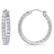 Everly Womens 3 5/8ct TGW Created White Sapphire Sterling Silver Inside-Outside Hoop Earrings