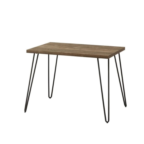 FurniFact Rustic Wood and Metal Desk – Modern Home Office or Study Workstation