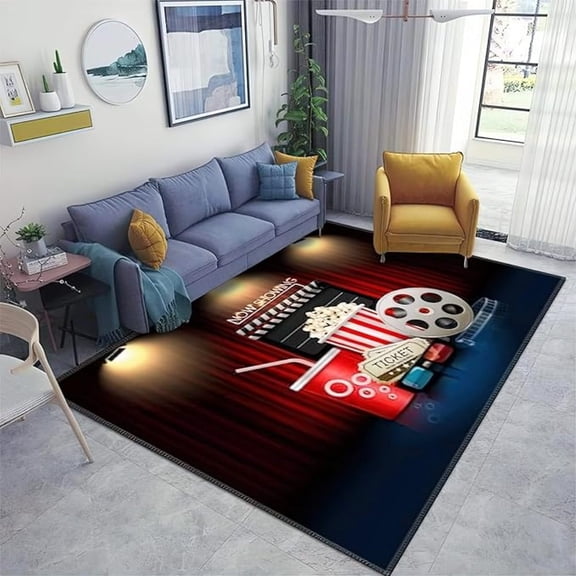 Home Theater Cinema Area Rug, Movie Starts Non Slip Easy Care Throw Large Area Rugs, Breathable Durable Carpet For Indoor Bedroom Living Room Office Decor Rug 1x2ft