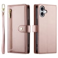 thumbnail image 2 of Crossbody for iPhone 16 Plus Phone Case Wallet with Card Slots Zipper Pocket, PU Leather Magnetic Shoulder Strap Purse Cover with Flip Kickstand for iPhone 16 Plus Women Girls, Pink, 2 of 11