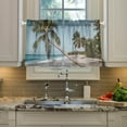 thumbnail image 5 of Palm Tree Kitchen Curtains 2 Panels UV Protected Tier Curtains, Half Window Curtains Kitchen Tiers for Guest Room Bathroom Sink Laundry Room Basement,24"x27", 5 of 7