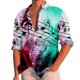 thumbnail image 1 of Camisas Para Hombre Camisa de manga larga con cuello vuelto y estampado de música informal para hombre (Purple, L), 1 of 7