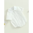 thumbnail image 3 of Bagilaanoe Newborn Baby Girl Boy Shirts Rompers Short Sleeve Bodysuits 6M 12M 18M 24M Infant Casual One Piece Short Jumpsuit, 3 of 8