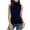 Dark Blue, variant on Women's Sleeveless Turtleneck T-Shirt Basic Stretch Layer Comfy High Neck Tank Top Lightweight Slim Shirt