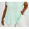 thumbnail image 3 of Calvin Klein Women's Cuffed Sleeve Top Green Size 2X, 3 of 3