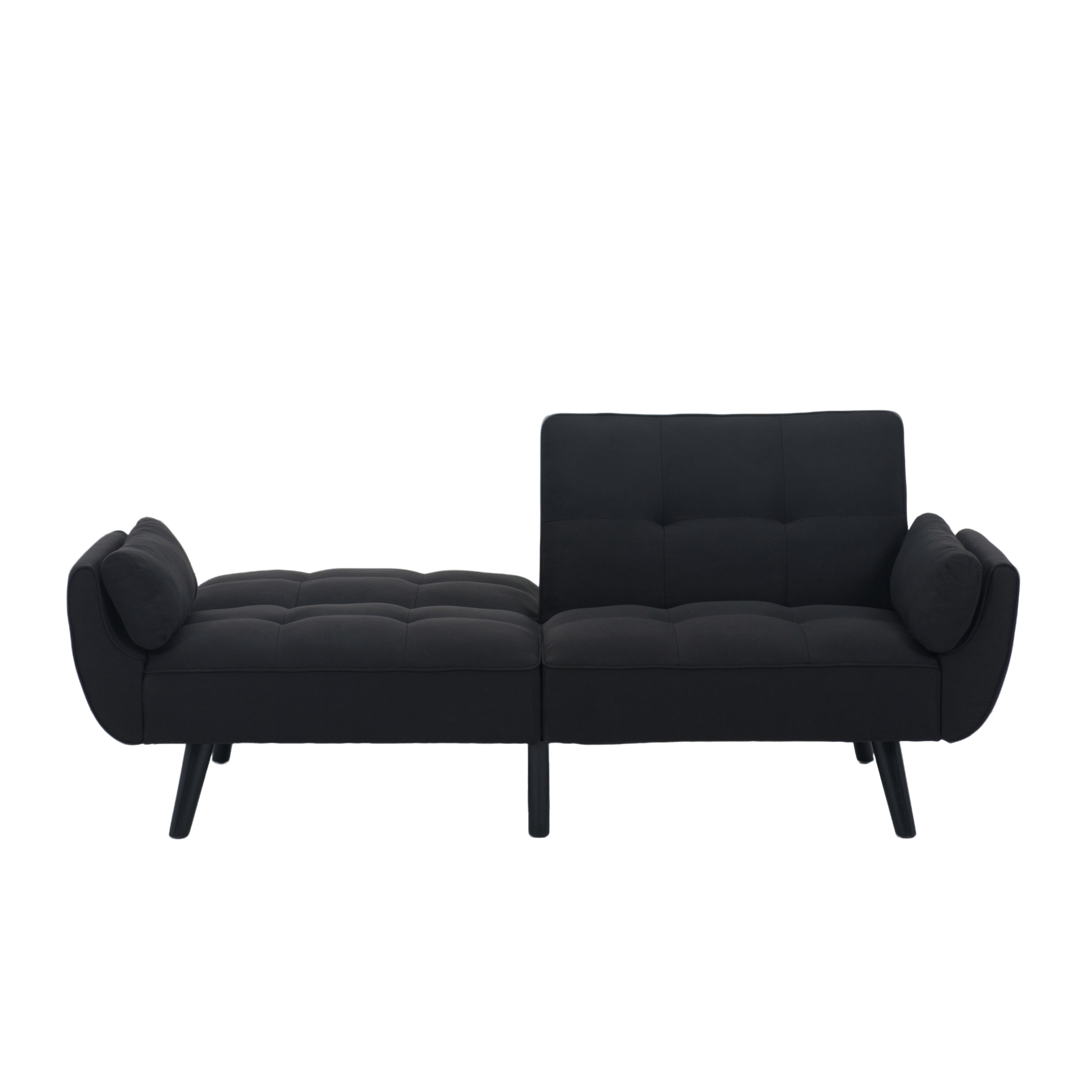 Gewnee 74.8”Convertible Futon Sofa Bed,Tufted Sleeper Couch with 3-Angle Adjustable Split Back,Upholstered Loveseat for Small Spaces & Guest Rooms.Black