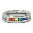 thumbnail image 2 of Pride Shack - Lesbian Gay Pride Wedding Ring Band Rainbow String Smooth Full CZ, 2 of 3