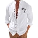 thumbnail image 2 of Blusas y camisas de manga larga con cuello en V para hombre, informales, holgadas, a la moda, estampadas, con hebillas multibotones, de poliéster., 2 of 6