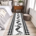 thumbnail image 4 of Navy Blue Rooster 2'x6' Runner Rugs for Hallway Kitchen Bedside Non Slip Washable, Vintage Farmhouse Black Plaid Entryway Rug Runners with Rubber Backing, Long Carpet Runner for Laundry Room, 4 of 8