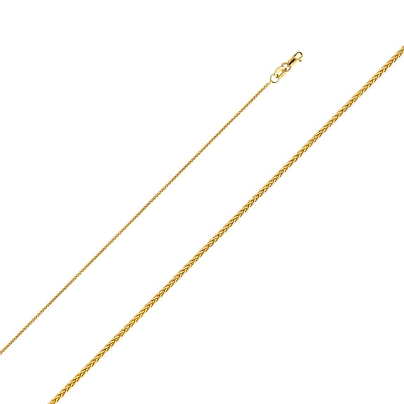 14k Yellow Gold 1.1mm Spiga Solid Wheat Chain Link Necklace 16" Jewelry Female Unisex