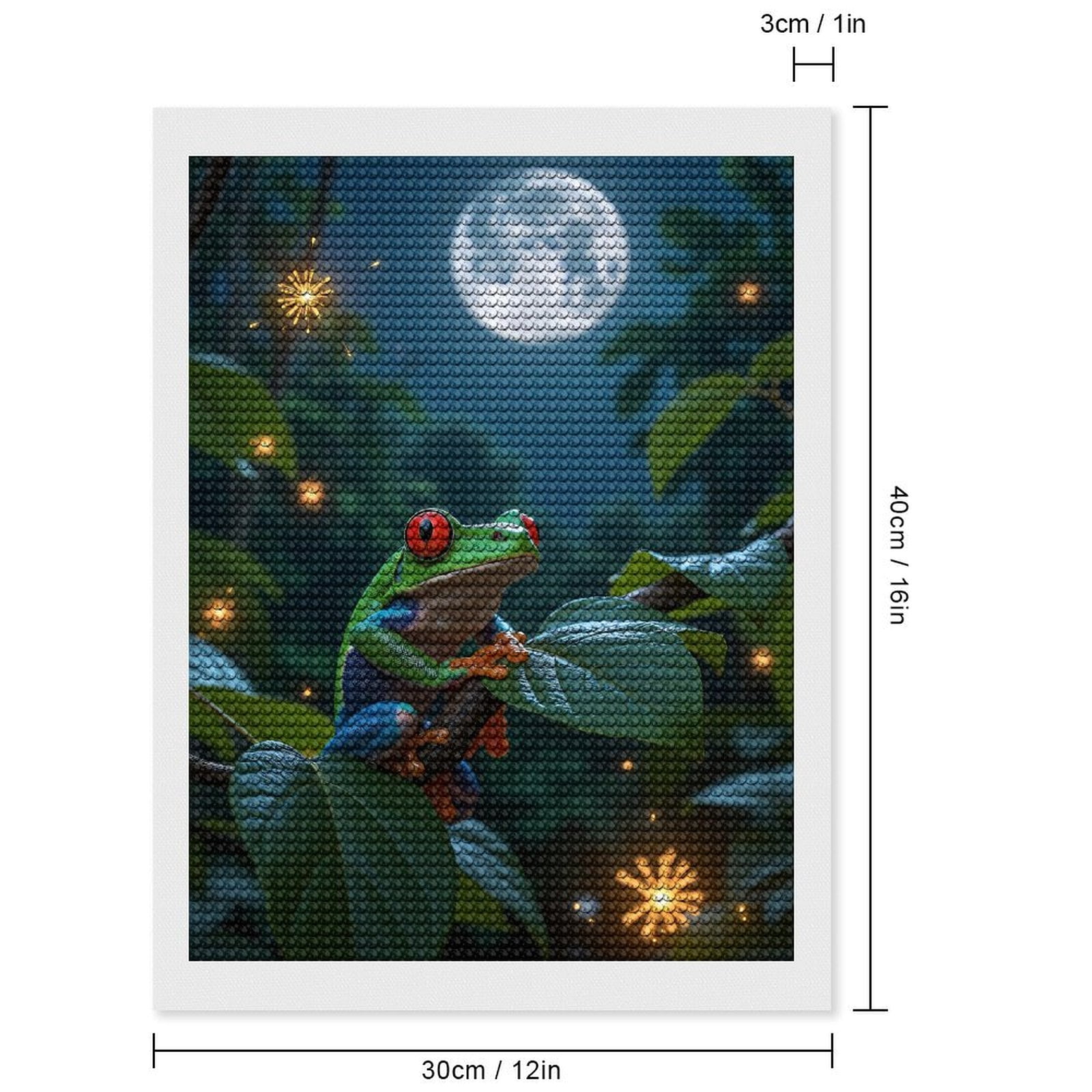 Diamond Art Kits for Adults, Frog Moonlit Jungle Branch Sparkles 5D Diamond Painting Kits for Adults Beginners, DIY Full Drill Diamond Painting, Gem Art and Crafts 12x16