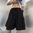 thumbnail image 2 of Pantalones cortos de trabajo de color verde militar japonés para hombre, estilo americano, funcional, retro, con bolsillos grandes, informales y sueltos, para verano, 2 of 5