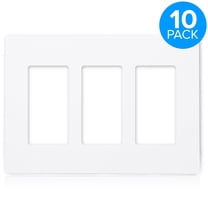 Maxxima 3 Gang Decorative Screwless Wall Plate, White (10 Pack)