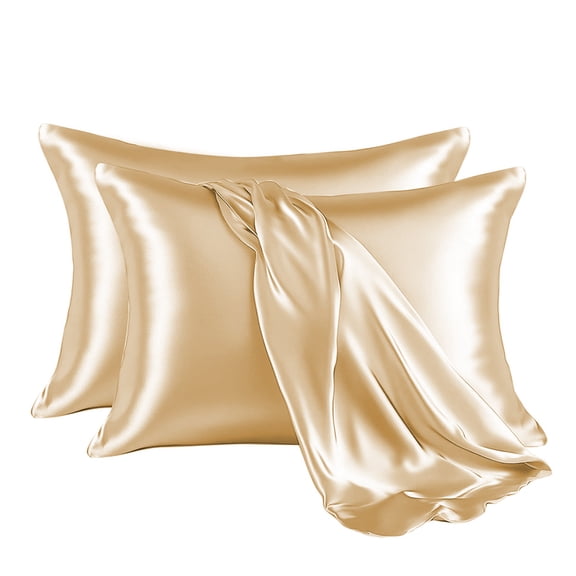 Mictong synthetic silk pillowcase, 36 * 20 inch satin pillowcase, solid color oversized pillowcase, silky soft suitable for bedrooms, hotels, apartments, 2-piece set, KING size, champagne