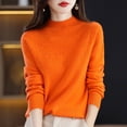 thumbnail image 1 of Suéter de lana hueca de cuello medio alto confeccionado, suéter de punto para mujer, suéter holgado que combina con todo, camisa de capa base cálida, 1 of 6