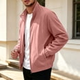 thumbnail image 4 of Mens Casual Bomber Jacket Windproof Mock Neck Full Zip Active Classic Fit Windbreaker Coat with Pockets for Fall Winter Streetwear Travel, Rose Gold, XL, 4 of 8