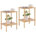 thumbnail image 1 of Mesa auxiliar de 2 niveles Apicizon con patas de madera maciza natural, 1 of 8