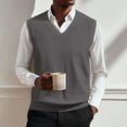 thumbnail image 6 of Huankd Men’s Knit Sweater Vest V Neck Relaxed Fit Sleeveless Pullovers Brown XL, 6 of 6