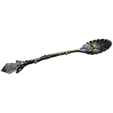 

Meizhencang Vintage Flower Carving Tea Coffee Dessert Spoon Long Crystal Handle Dinnerware