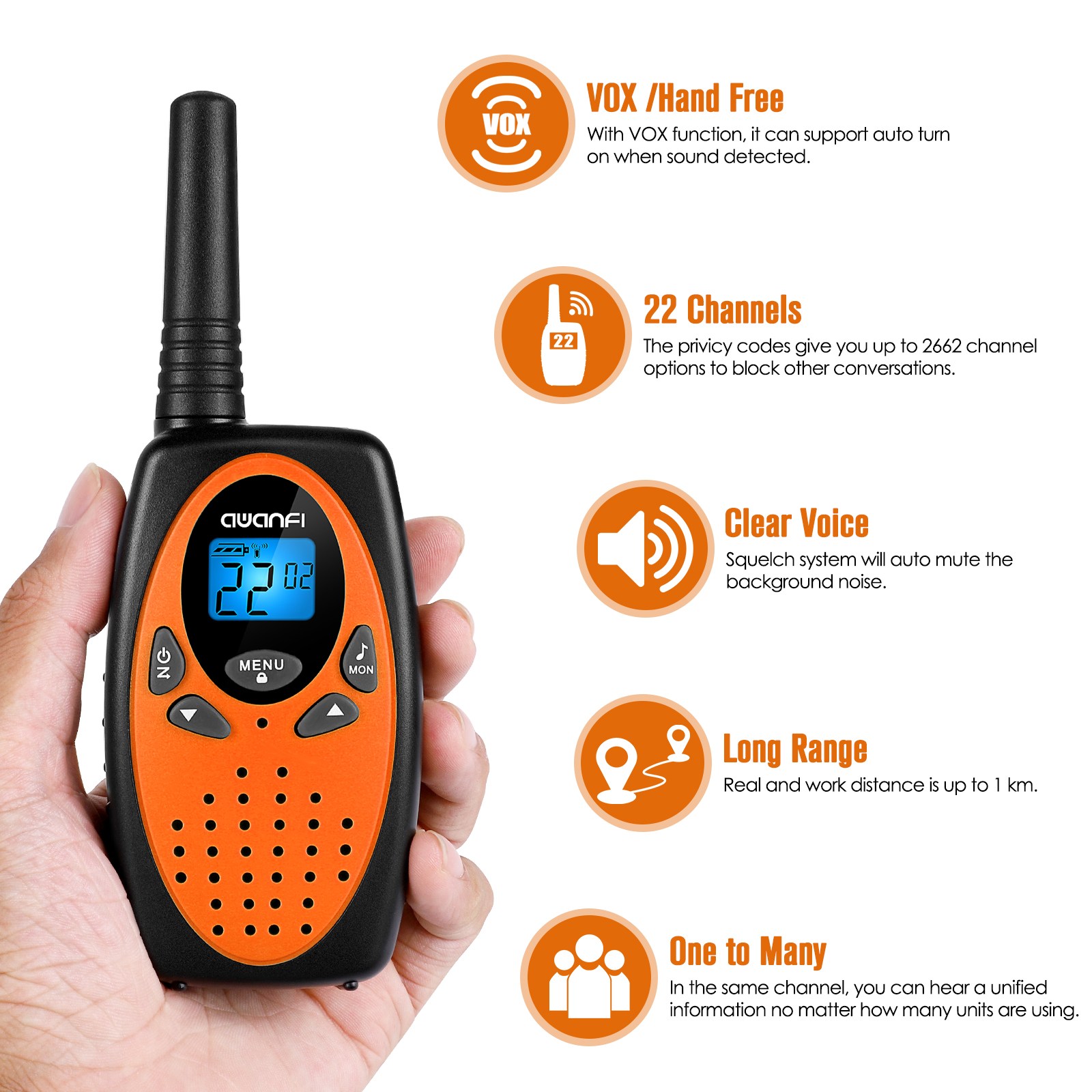Olywiz Walkie Talkies for Adults Long Range with Earpiece, Way Radio Rechargeable 1800mAH 16CH Walky Talky Loud＆Clear Type C Charging Pack HTD826 - 1