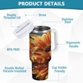 thumbnail image 4 of DIXRUYEE Steel Water Bottles Tumbler Creative Radiant Orange Blossoms Pattern 40oz/30oz, 4 of 9