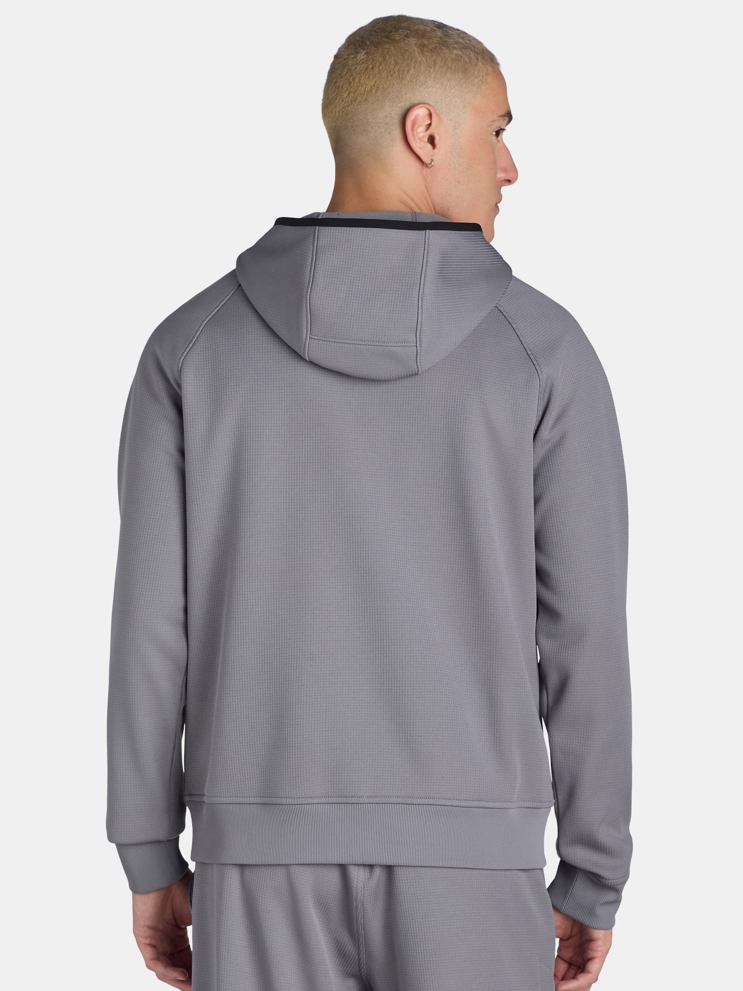 Athletic Works Men's Grid Tech Fleece Quarter Zip Pullover Hoodie